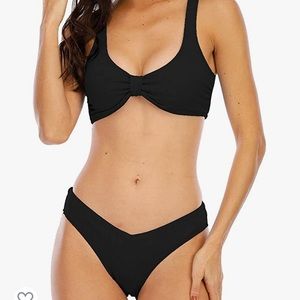 Halcurt Two Piece Bikini Slide Halter Bathing Suit BLUE